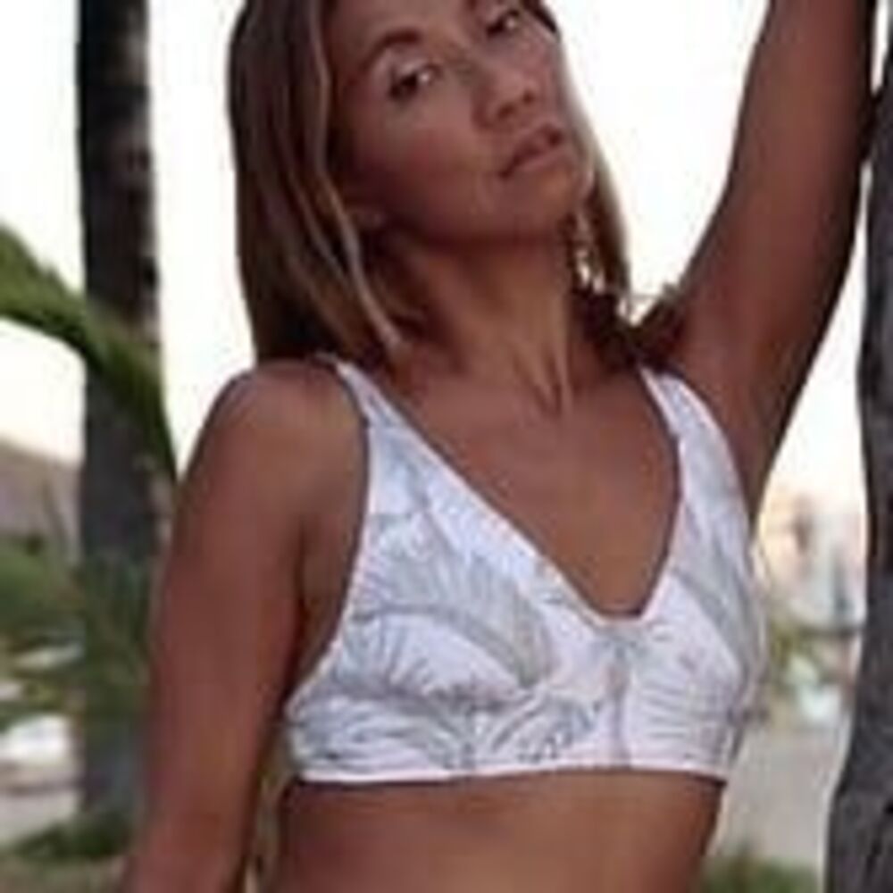 Pulau Swimwear Tropicious Ariel Reversable Banana Leaf Stripes Bikini Top L